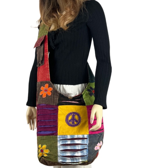 Patchwork Hippie Sling Bag - Picture 2 of 11